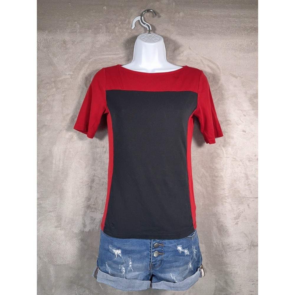 Lauren Ralph Lauren Colorblock Top Womens Size Small Red Y2K Heritage Baby Tee